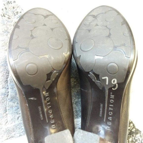 Kenneth Cole Reaction Leather Heels Peep Toe Brown Platform Size 8 - Picture 9 of 10